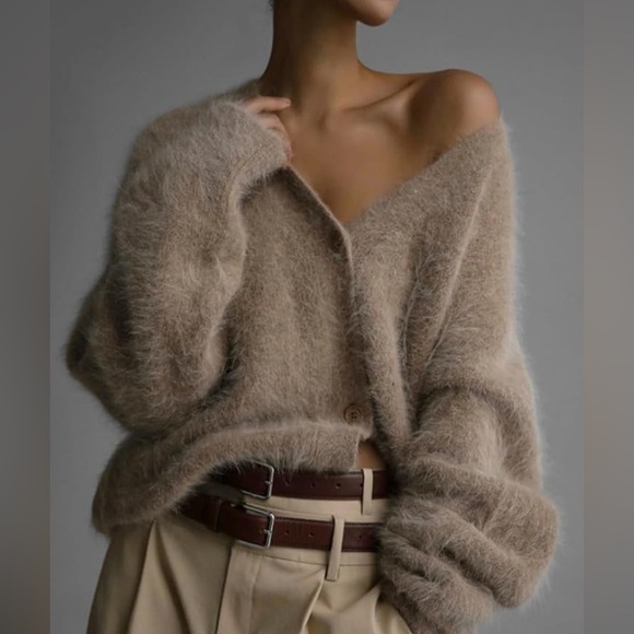 Amazon Sweaters - Women's Faux Fur Cardigan Button Sweater,Cardigan Sweaters